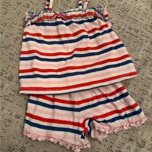 Old Navy Kids Pajama Set with Red, Blue, and Pink Stripes